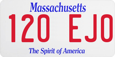 MA license plate 120EJ0