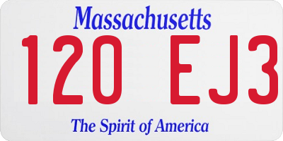 MA license plate 120EJ3