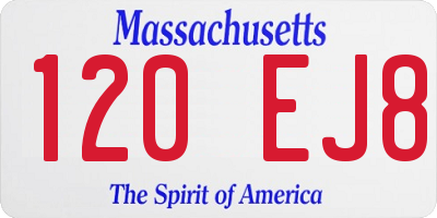 MA license plate 120EJ8