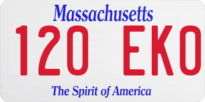 MA license plate 120EK0