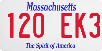 MA license plate 120EK3