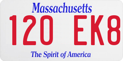 MA license plate 120EK8