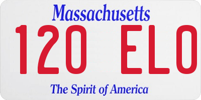 MA license plate 120EL0