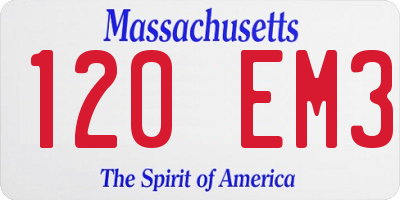 MA license plate 120EM3
