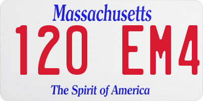 MA license plate 120EM4
