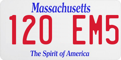MA license plate 120EM5