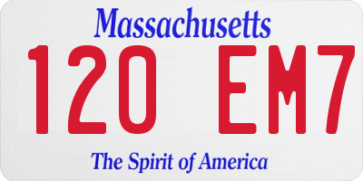 MA license plate 120EM7