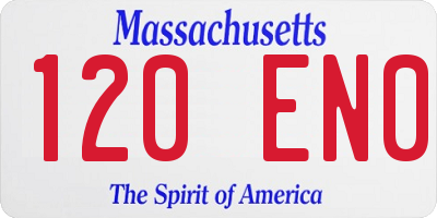 MA license plate 120EN0
