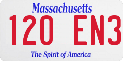 MA license plate 120EN3