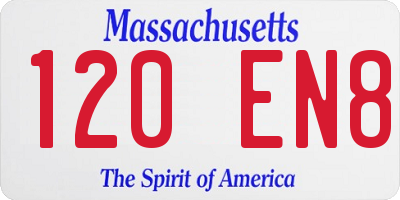 MA license plate 120EN8
