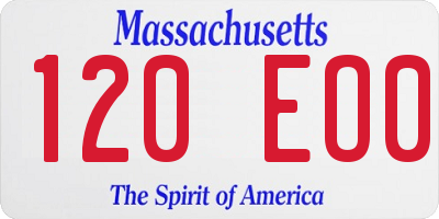 MA license plate 120EO0