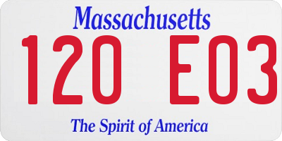 MA license plate 120EO3