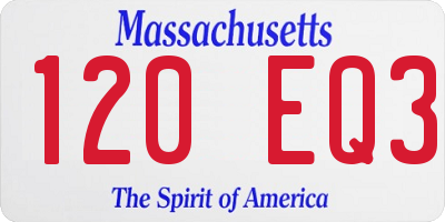 MA license plate 120EQ3