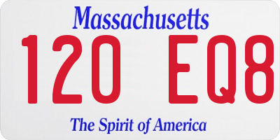 MA license plate 120EQ8