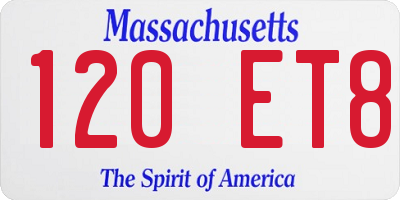 MA license plate 120ET8