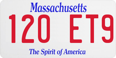 MA license plate 120ET9