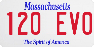 MA license plate 120EV0