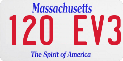 MA license plate 120EV3