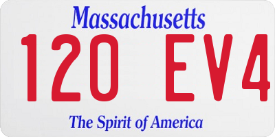 MA license plate 120EV4