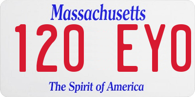 MA license plate 120EY0