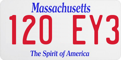 MA license plate 120EY3