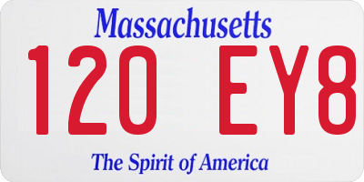 MA license plate 120EY8