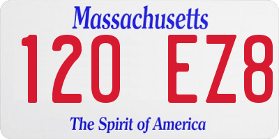 MA license plate 120EZ8