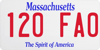MA license plate 120FA0