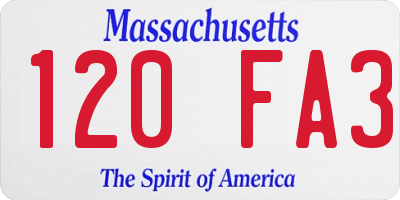 MA license plate 120FA3
