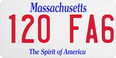 MA license plate 120FA6