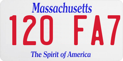 MA license plate 120FA7