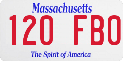 MA license plate 120FB0