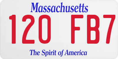 MA license plate 120FB7