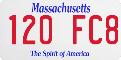 MA license plate 120FC8