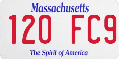 MA license plate 120FC9