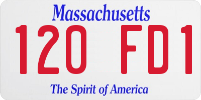 MA license plate 120FD1
