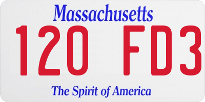 MA license plate 120FD3