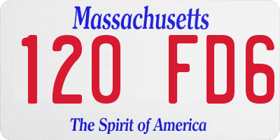 MA license plate 120FD6