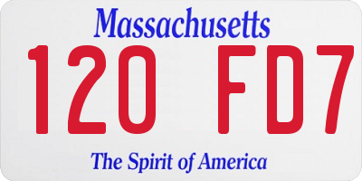 MA license plate 120FD7