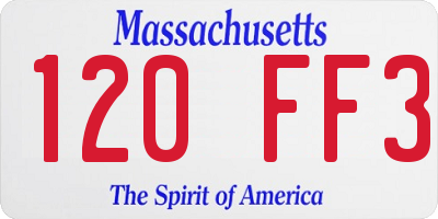 MA license plate 120FF3
