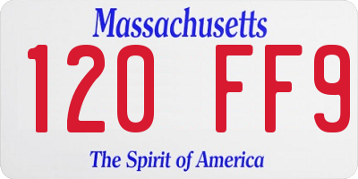 MA license plate 120FF9