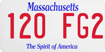 MA license plate 120FG2