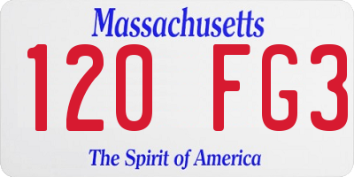 MA license plate 120FG3