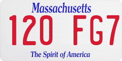 MA license plate 120FG7