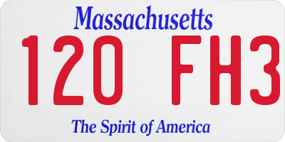 MA license plate 120FH3