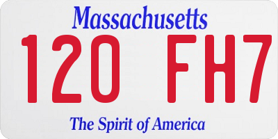 MA license plate 120FH7