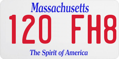 MA license plate 120FH8