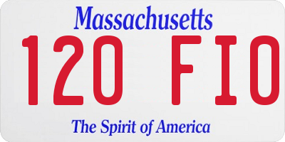 MA license plate 120FI0