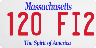 MA license plate 120FI2