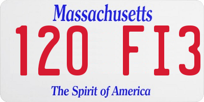 MA license plate 120FI3